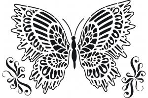 stencil Schablone  Schmetterling und Schnörkel